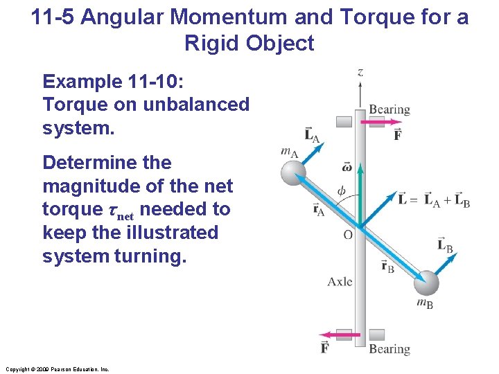 11 -5 Angular Momentum and Torque for a Rigid Object Example 11 -10: Torque
