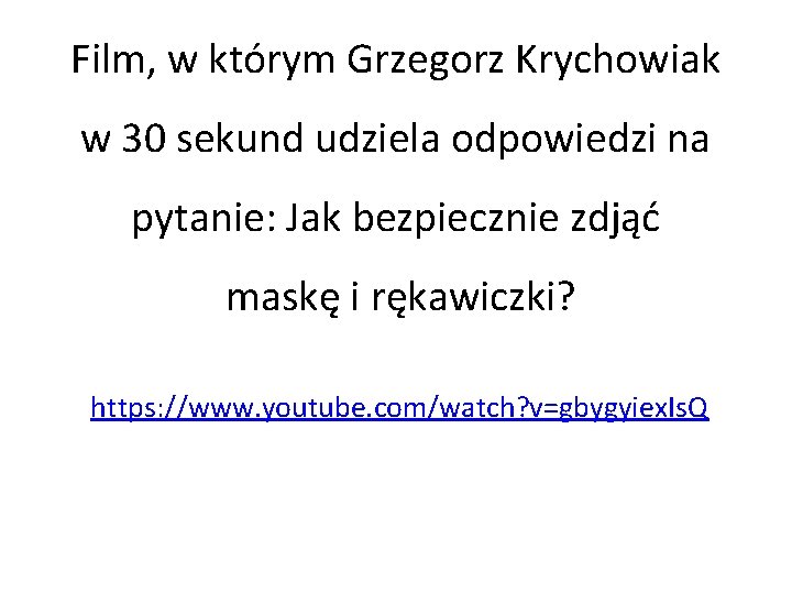 Film, w którym Grzegorz Krychowiak w 30 sekund udziela odpowiedzi na pytanie: Jak bezpiecznie