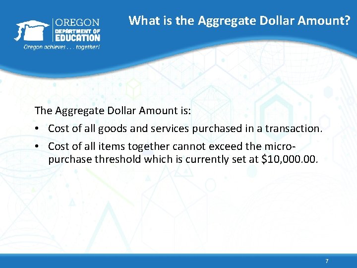 What is the Aggregate Dollar Amount? The Aggregate Dollar Amount is: • Cost of