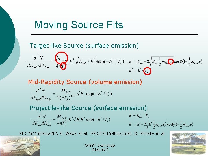 Moving Source Fits Target-like Source (surface emission) Mid-Rapidity Source (volume emission) Projectile-like Source (surface