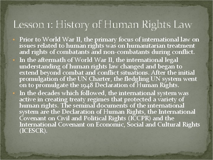 Lesson 1 Introduction to International Human Rights Law