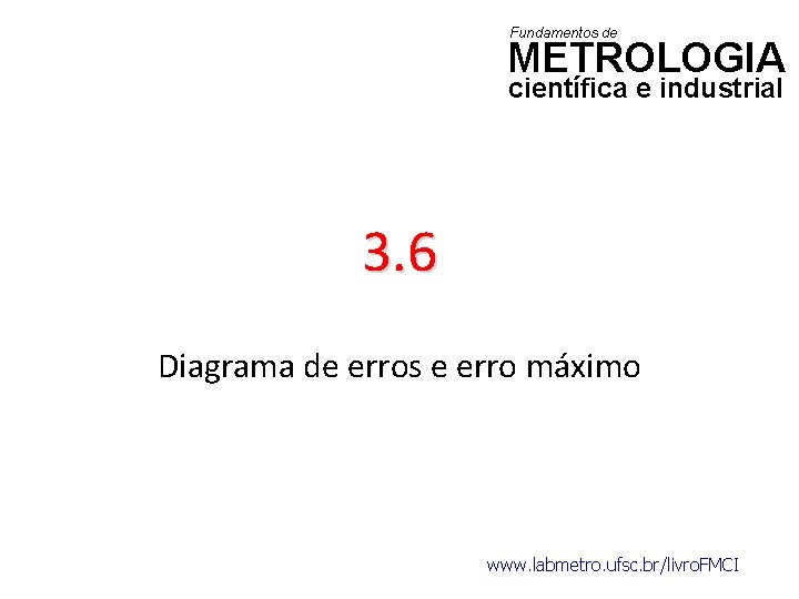 Fundamentos de METROLOGIA científica e industrial 3. 6 Diagrama de erros e erro máximo