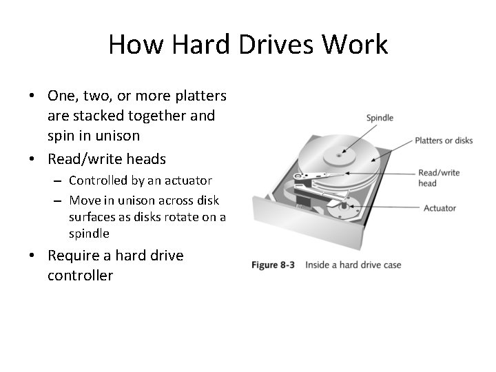 How Hard Drives Work • One, two, or more platters are stacked together and How Hard Drives Work • One, two, or more platters are stacked together and