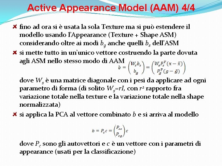 Active Appearance Model (AAM) 4/4 fino ad ora si è usata la sola Texture