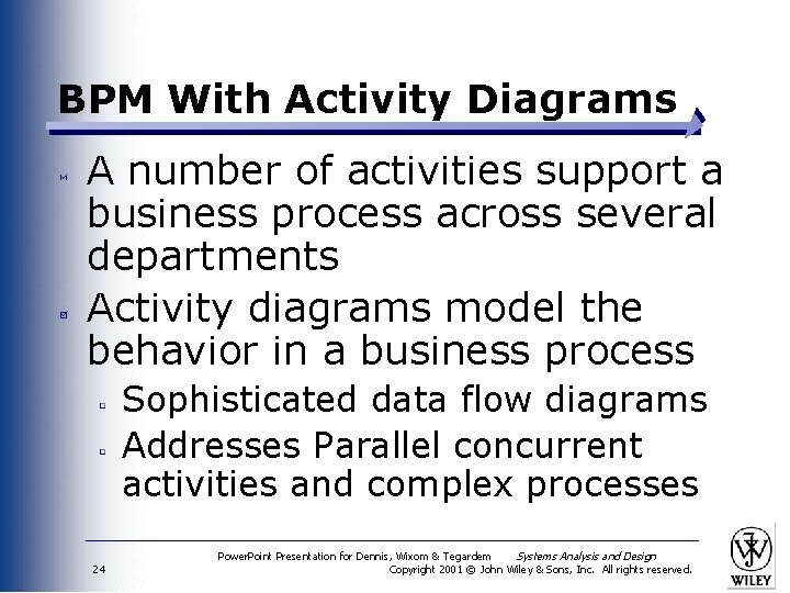 BPM With Activity Diagrams A number of activities support a business process across several
