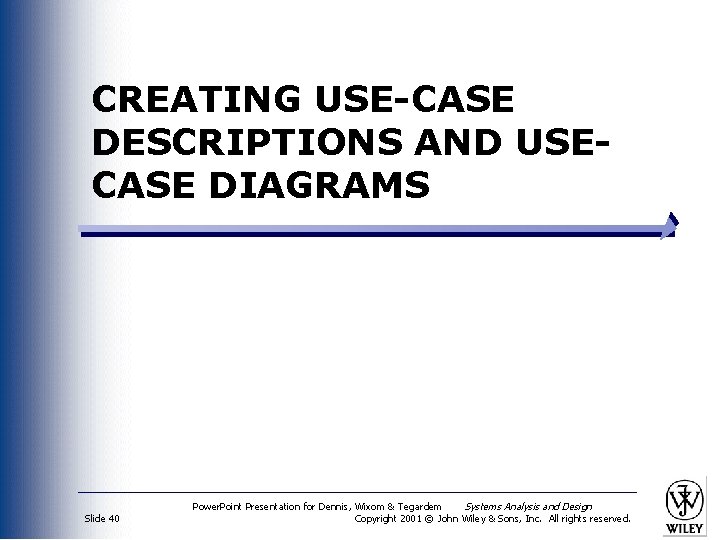 CREATING USE-CASE DESCRIPTIONS AND USECASE DIAGRAMS Slide 40 Power. Point Presentation for Dennis, Wixom