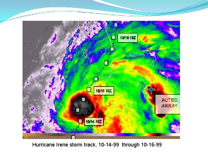 Hurricane Irene storm track, 10 -14 -99 through 10 -16 -99 