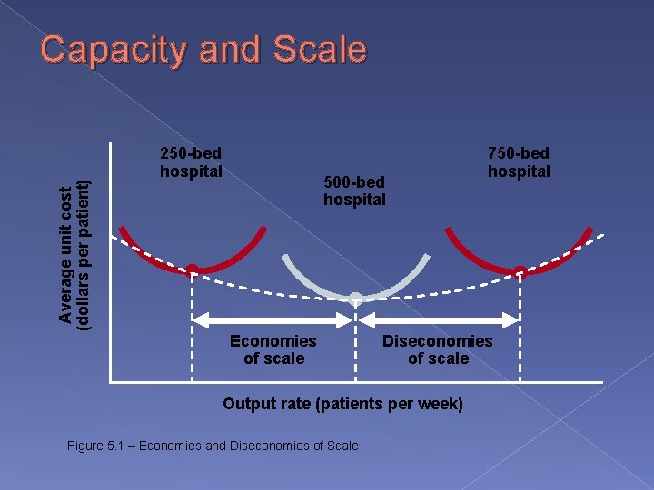 Average unit cost (dollars per patient) Capacity and Scale 250 -bed hospital 500 -bed