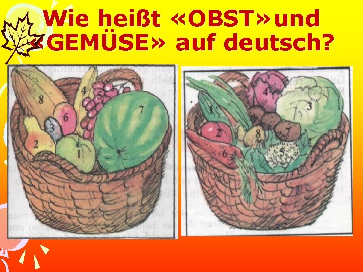Wie heißt «OBST» und «GEMÜSE» auf deutsch? 