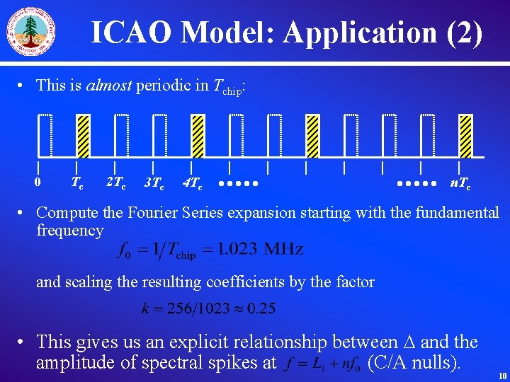 ICAO Model: Application (2) • This is almost periodic in Tchip: 0 Tc 2