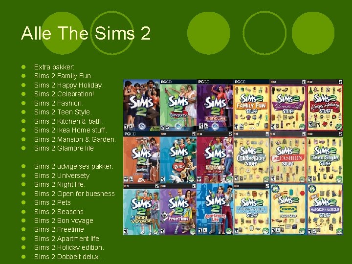 Alle The Sims 2 l l l l l Extra pakker: Sims 2 Family
