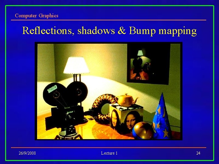 Computer Graphics Reflections, shadows & Bump mapping 26/9/2008 Lecture 1 24 