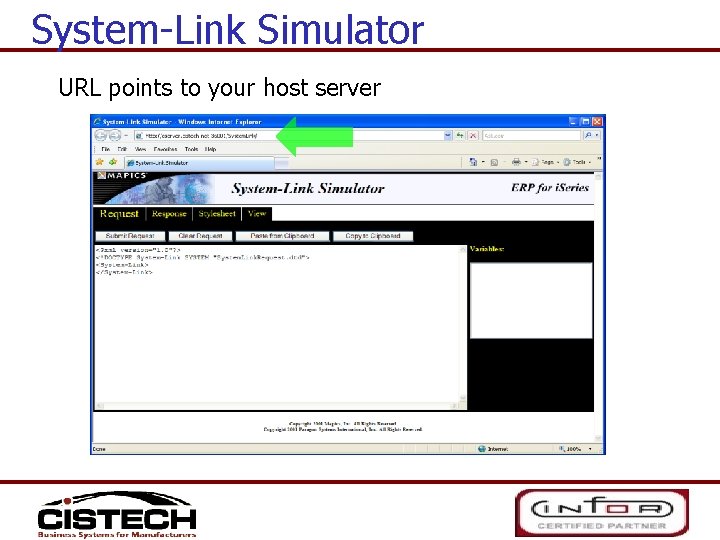 System-Link Simulator URL points to your host server 