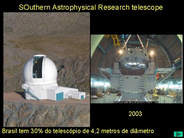 SOuthern Astrophysical Research telescope 2003 Brasil tem 30% do telescópio de 4, 2 metros