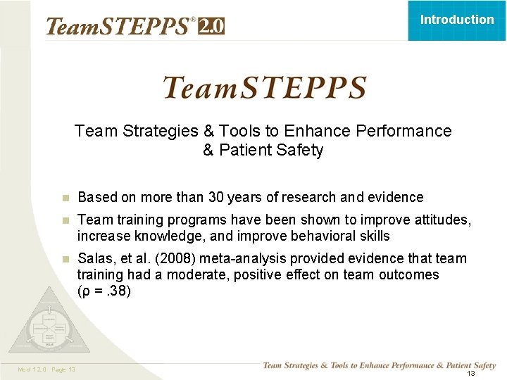 Introduction Team Strategies & Tools to Enhance Performance & Patient Safety n Based on