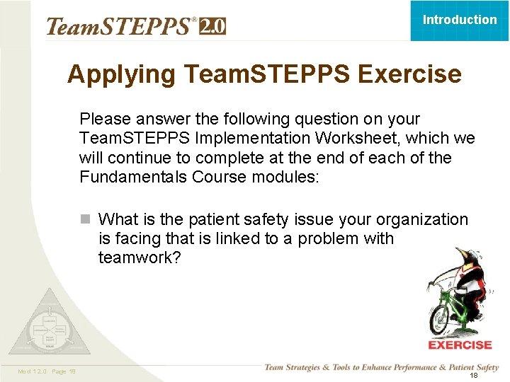 Introduction Applying Team. STEPPS Exercise Please answer the following question on your Team. STEPPS