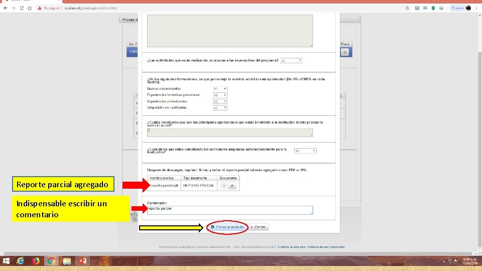 Reporte parcial agregado Indispensable escribir un comentario 