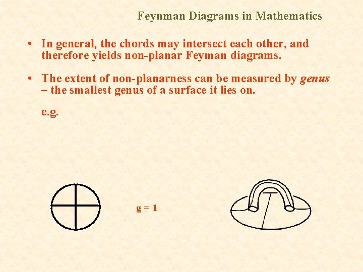 Feynman Diagrams in Mathematics • In general, the chords may intersect each other, and