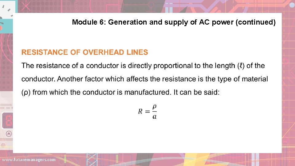 Module 6: Generation and supply of AC power (continued) www. futuremanagers. com Module 6: Generation and supply of AC power (continued) www. futuremanagers. com
