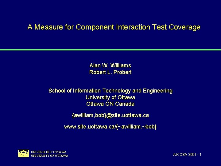 A Measure for Component Interaction Test Coverage Alan