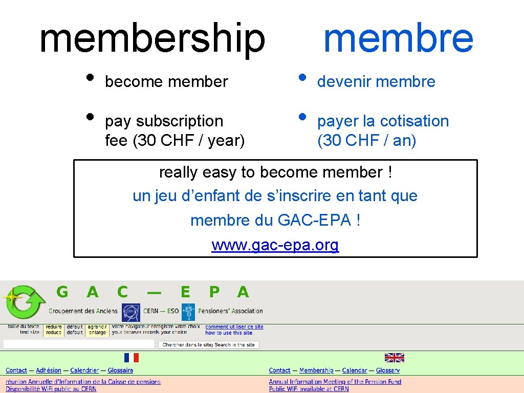 membership • • membre • • become member pay subscription fee (30 CHF /