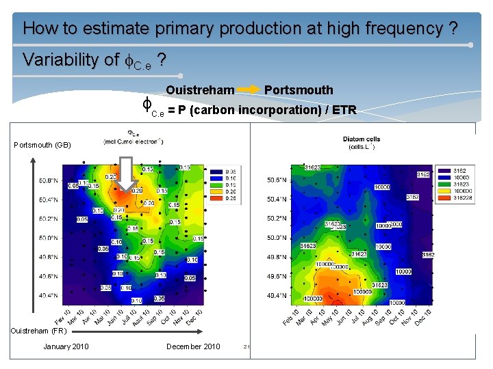 How to estimate primary production at high frequency ? Variability of C. e ?