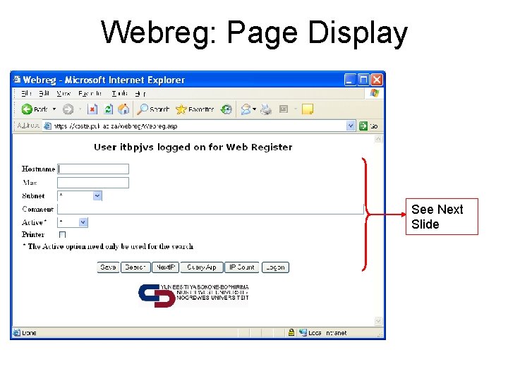 Webreg: Page Display See Next Slide 