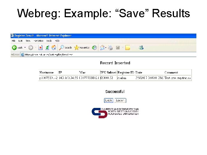 Webreg: Example: “Save” Results 