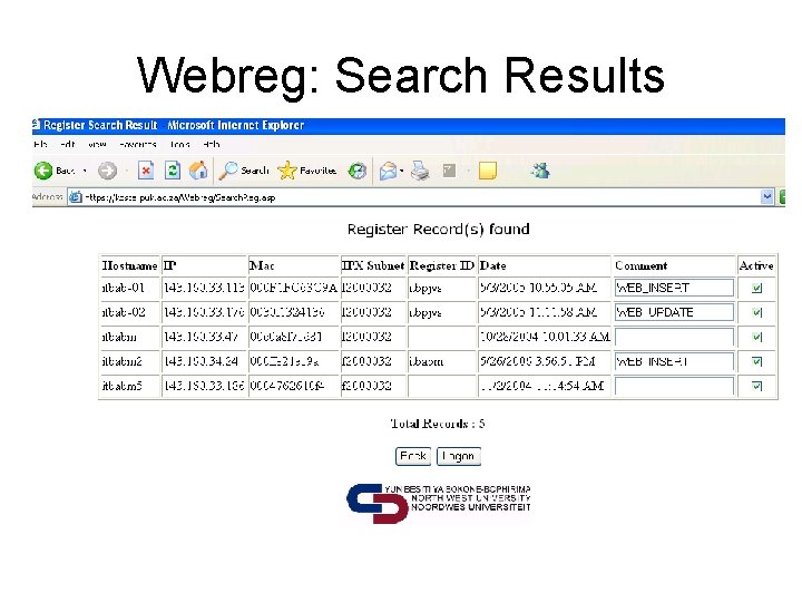 Webreg: Search Results 