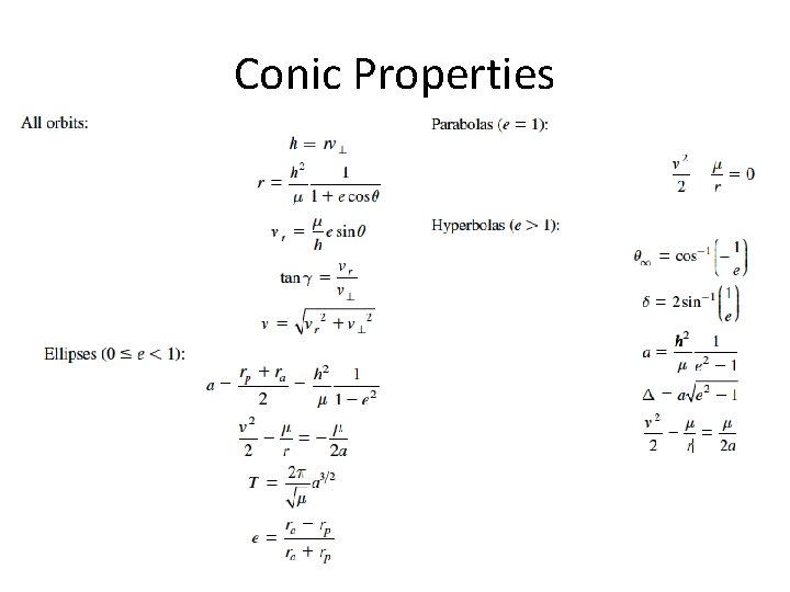 Conic Properties 