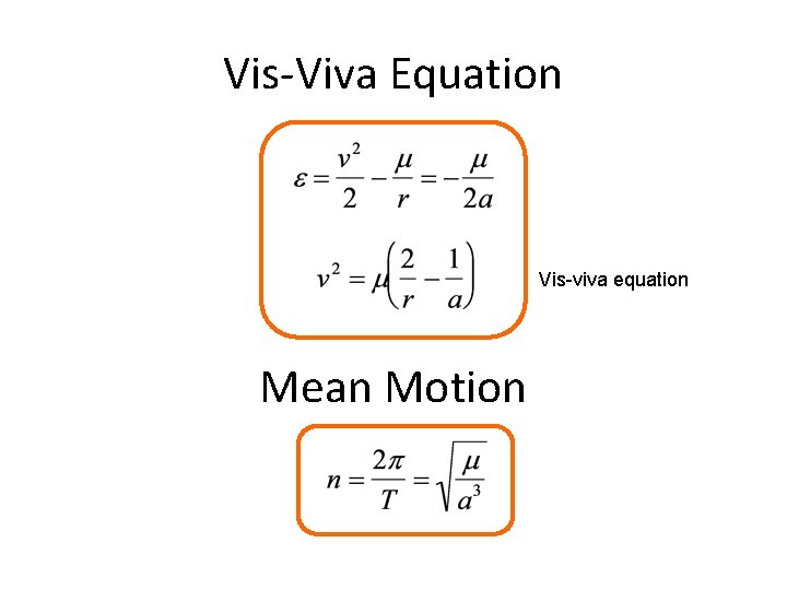 Vis-Viva Equation Vis-viva equation Mean Motion 