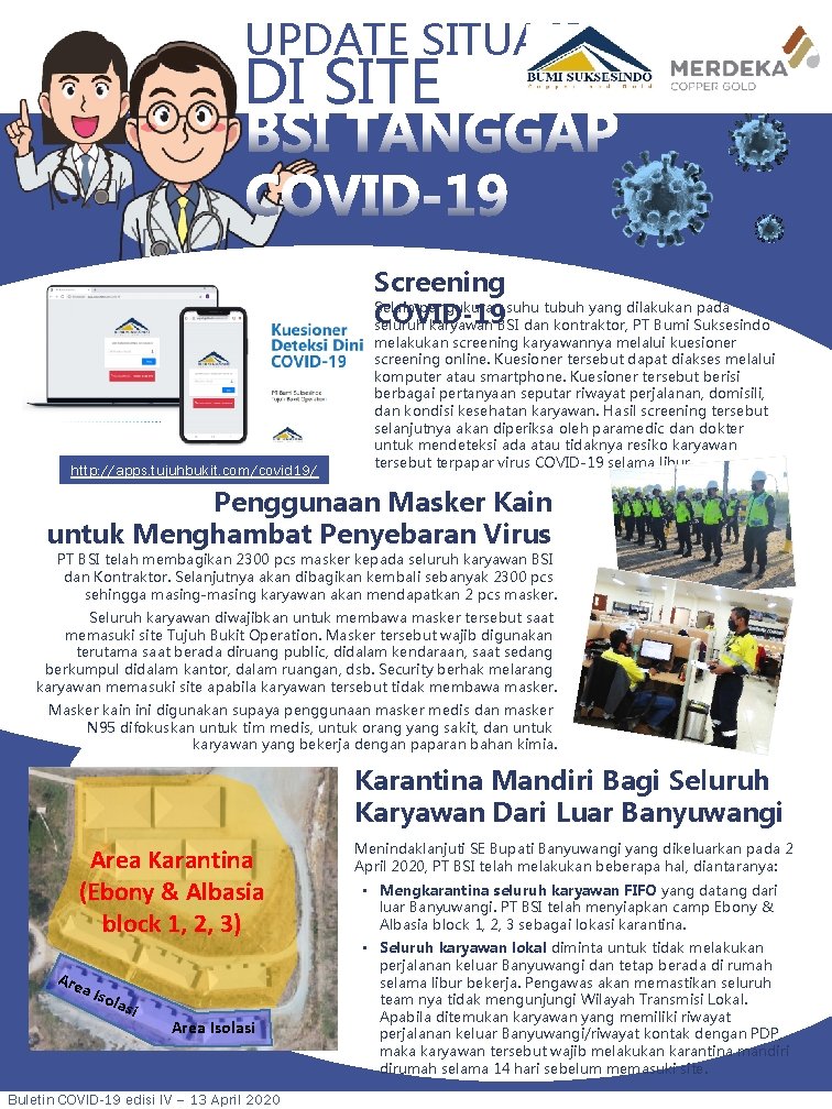 UPDATE SITUASI DI SITE Screening Selain pengukuran suhu tubuh yang dilakukan pada COVID-19 seluruh UPDATE SITUASI DI SITE Screening Selain pengukuran suhu tubuh yang dilakukan pada COVID-19 seluruh