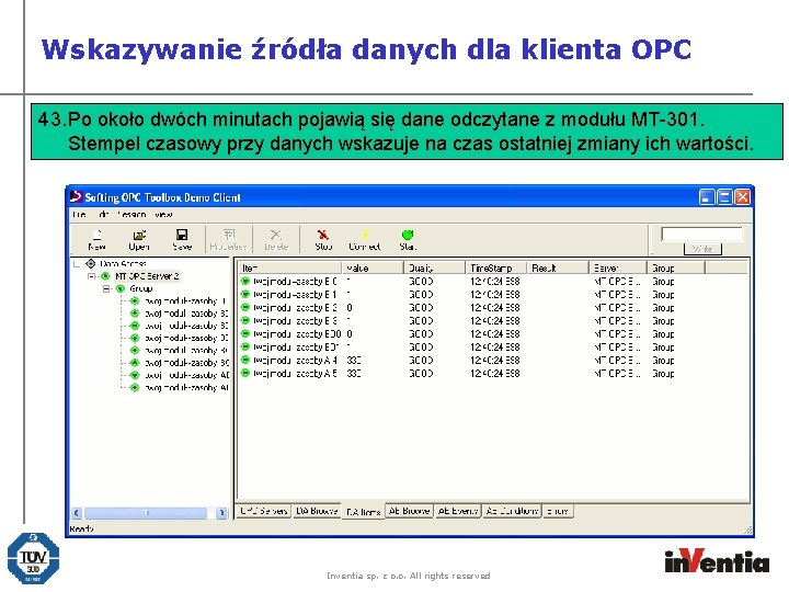 Wskazywanie źródła danych dla klienta OPC 43. 42. Po Otwórz okołoklienta dwóch. OPC minutach