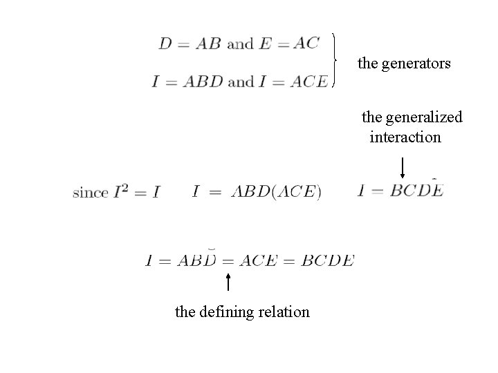 the generators the generalized interaction the defining relation 