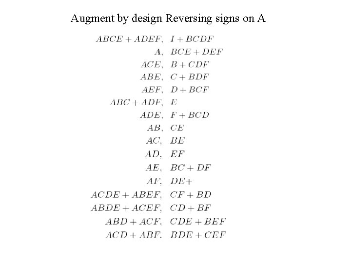 Augment by design Reversing signs on A 
