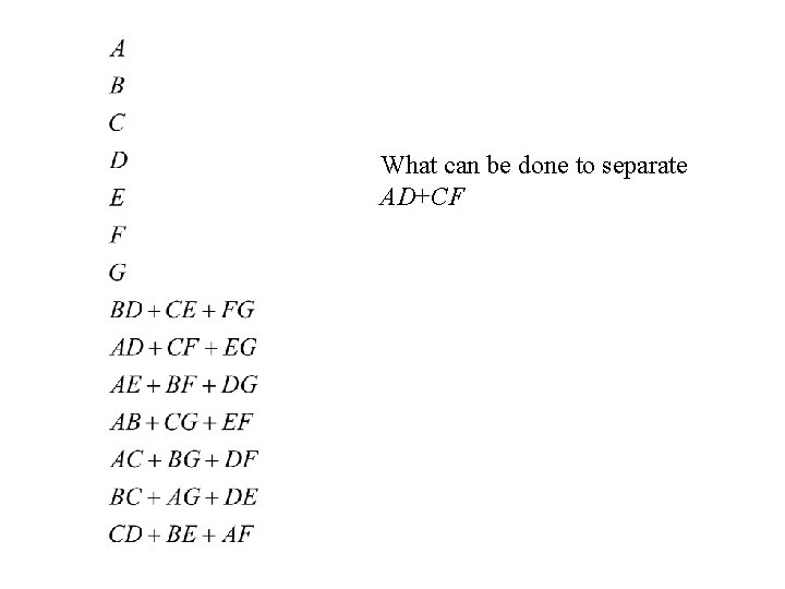 What can be done to separate AD+CF 