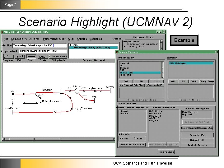 Page 7 Scenario Highlight (UCMNAV 2) Example UCM Scenarios and Path Traversal 