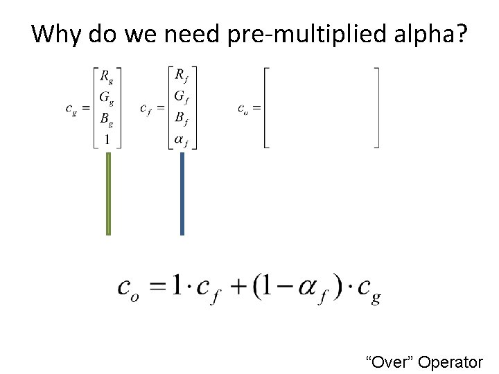 Why do we need pre-multiplied alpha? “Over” Operator 