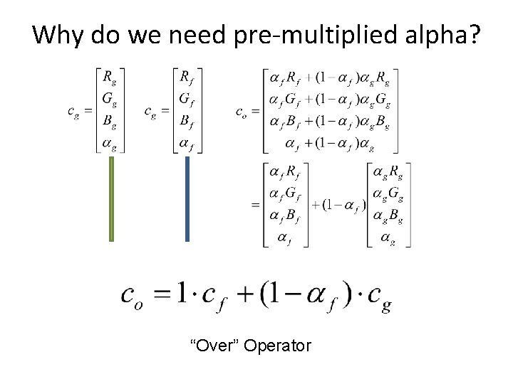 Why do we need pre-multiplied alpha? “Over” Operator 