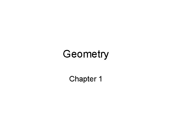 Geometry Chapter 1 