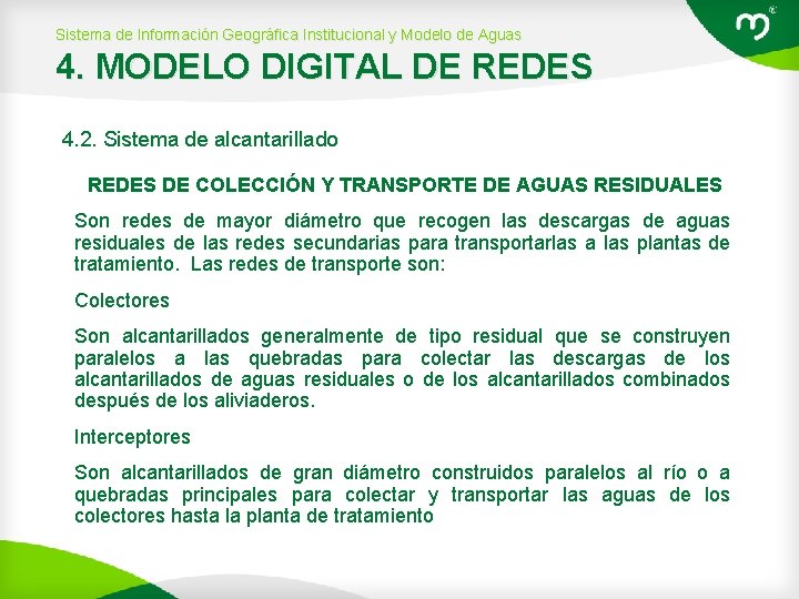 Sistema de Información Geográfica Institucional y Modelo de Aguas 4. MODELO DIGITAL DE REDES