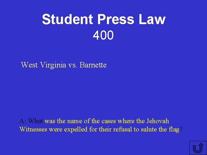 Student Press Law 400 West Virginia vs. Barnette A: What was the name of