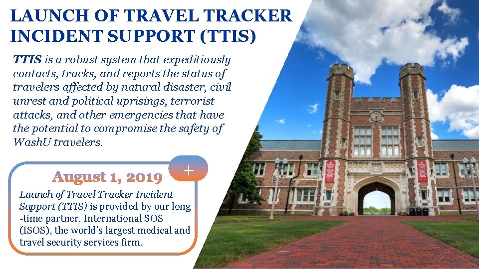 LAUNCH OF TRAVEL TRACKER INCIDENT SUPPORT (TTIS) TTIS is a robust system that expeditiously LAUNCH OF TRAVEL TRACKER INCIDENT SUPPORT (TTIS) TTIS is a robust system that expeditiously