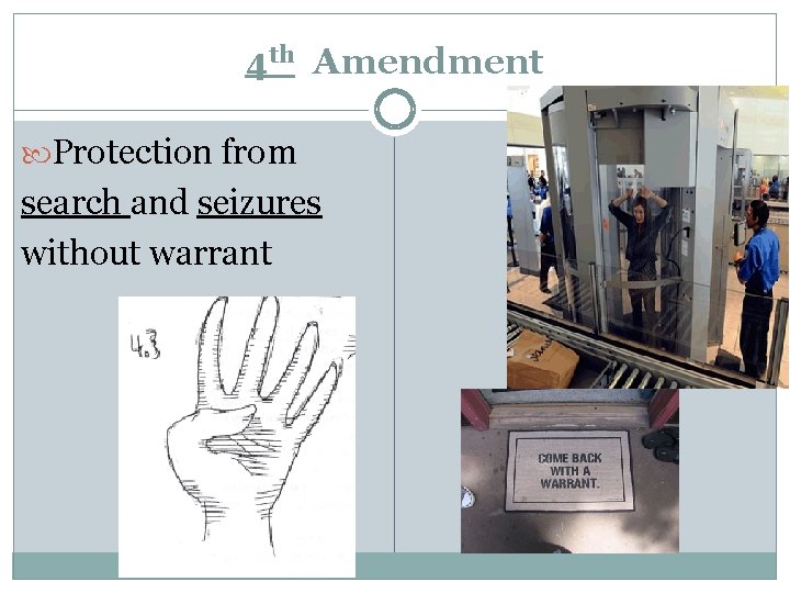 4 th Amendment Protection from search and seizures without warrant 