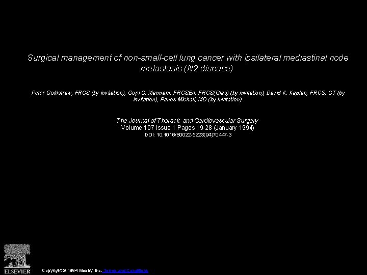 Surgical management of non-small-cell lung cancer with ipsilateral mediastinal node metastasis (N 2 disease)