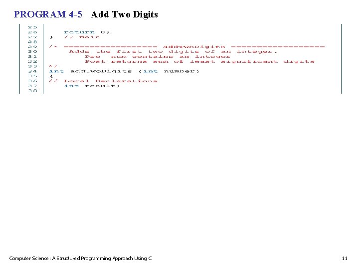 PROGRAM 4 -5 Add Two Digits Computer Science: A Structured Programming Approach Using C
