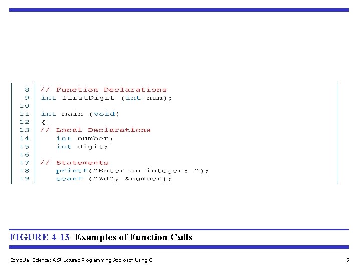FIGURE 4 -13 Examples of Function Calls Computer Science: A Structured Programming Approach Using