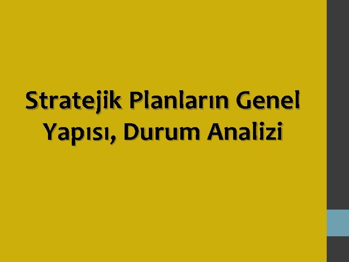 Stratejik Planların Genel Yapısı, Durum Analizi 