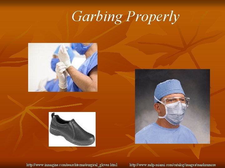 Garbing Properly http: //www. inmagine. com/searchterms/surgical_gloves. html http: //www. mdp-miami. com/catalog/images/masksnmore Garbing Properly http: //www. inmagine. com/searchterms/surgical_gloves. html http: //www. mdp-miami. com/catalog/images/masksnmore
