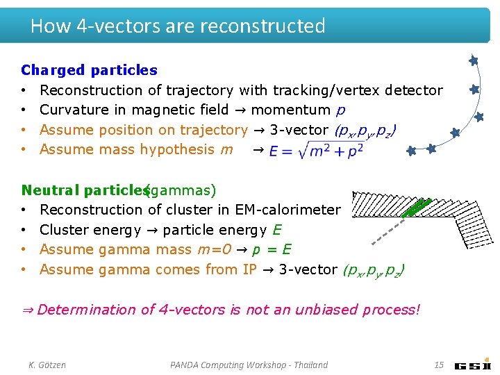How 4 -vectors are reconstructed Charged particles • Reconstruction of trajectory with tracking/vertex detector How 4 -vectors are reconstructed Charged particles • Reconstruction of trajectory with tracking/vertex detector